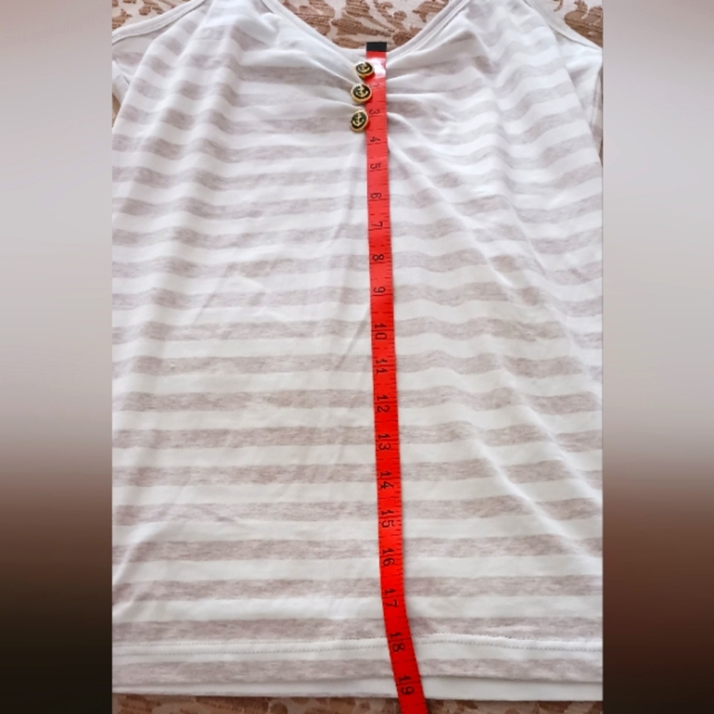 Kim Kardashian Striped White and Beige TankTop NWT - Picture 7 of 8